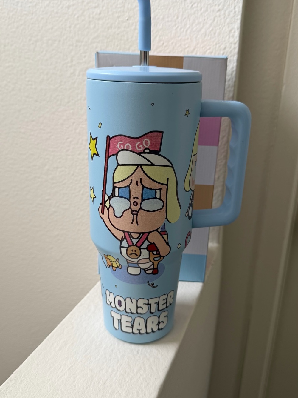 40” Monster Tears Blue Character Travel Mug with Straw